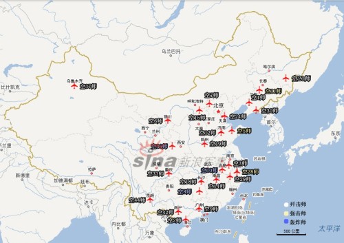 Sơ đồ triển khai của lực lượng Không quân Trung Quốc